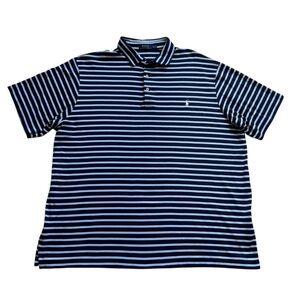 Polo Ralph Lauren Mens 2XLT Navy Blue White Striped Polo Shirt